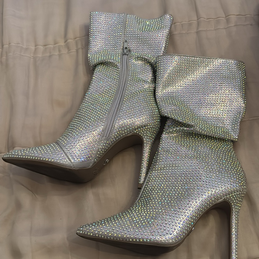 Silver Rhinestone Women's Boots - Picture 3 of 3